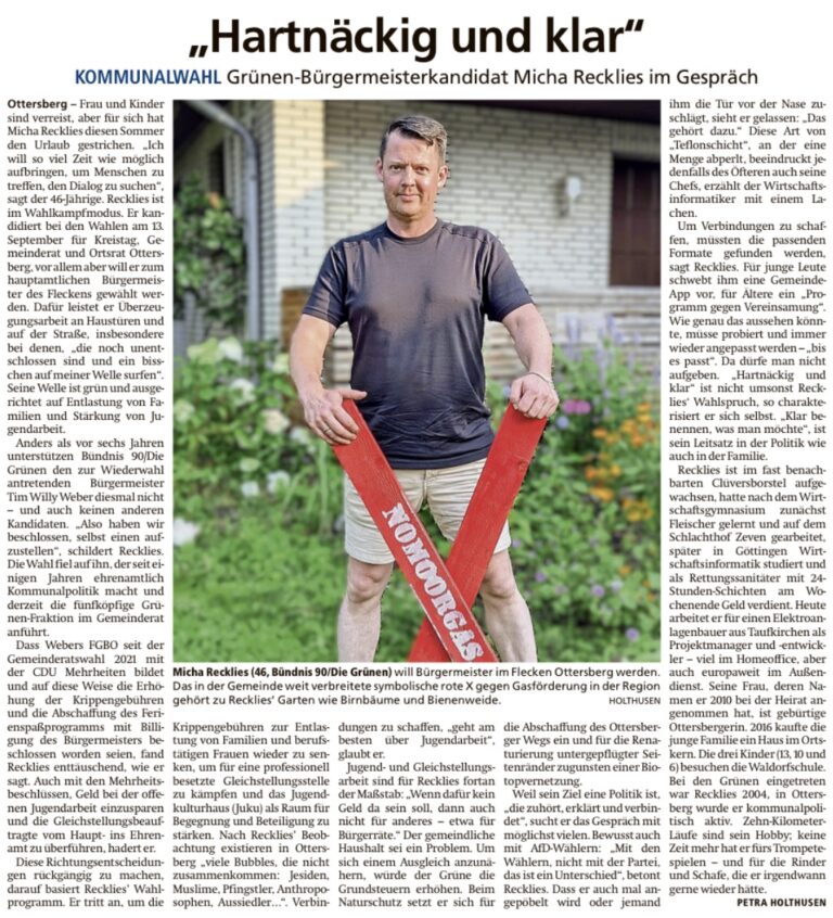 Achimer Kreisblatt berichtet über Micha Recklies
